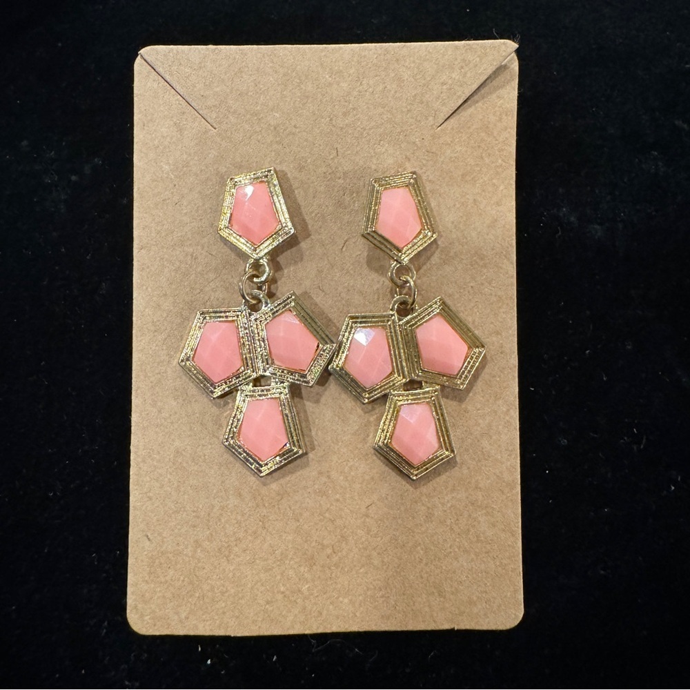Gold and Peach Dangle Earrings